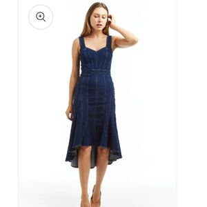 NWT Tractr Denim High-Low Midi Dress, Size XS